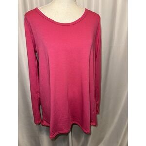New Lularoe Lynnae top Womens Size M Long Sleeve Pink Hi-low Round Neck Pullover